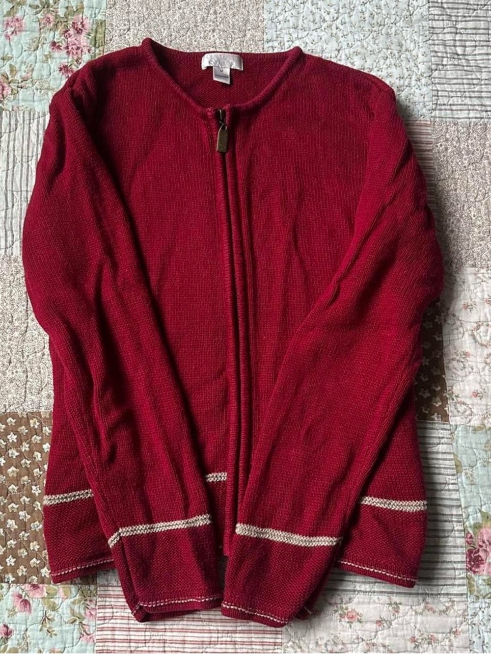 Christopher & Banks vintage red zip-up crewneck sweater